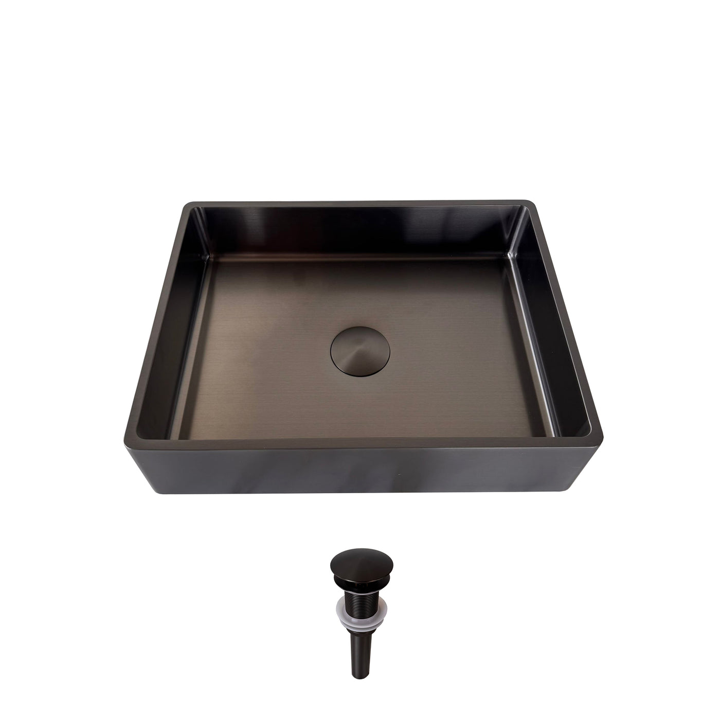 KOKO™ – Single Bowl Rectangular Stainless Steel - 16"x12"- Black & Rose Gold - Bathroom Sink