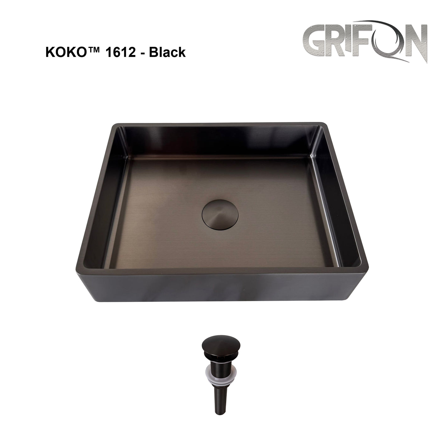 KOKO™ – Single Bowl Rectangular Stainless Steel - 16"x12"- Black & Rose Gold - Bathroom Sink