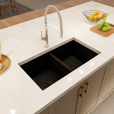 ARIEL 31" GGS 931 - Granite Sink 31" - Double Bowl Undermount - Kitchen Sink