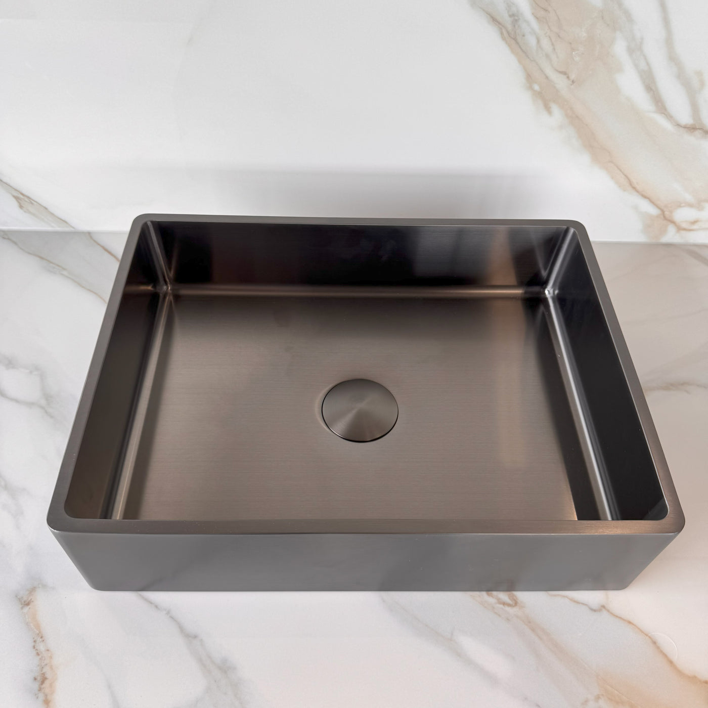 KOKO™ – Single Bowl Rectangular Stainless Steel - 16"x12"- Black & Rose Gold - Bathroom Sink