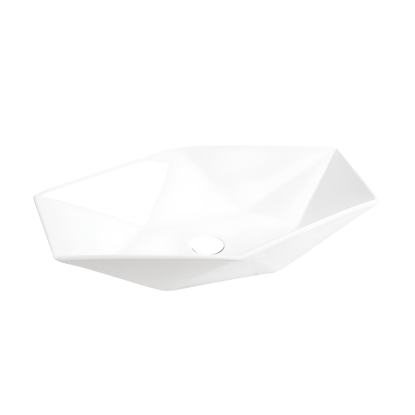 California™ GS0421 – White Ceramic 25.2” Hexagonal Vessel Sink -  Bathroom Sink