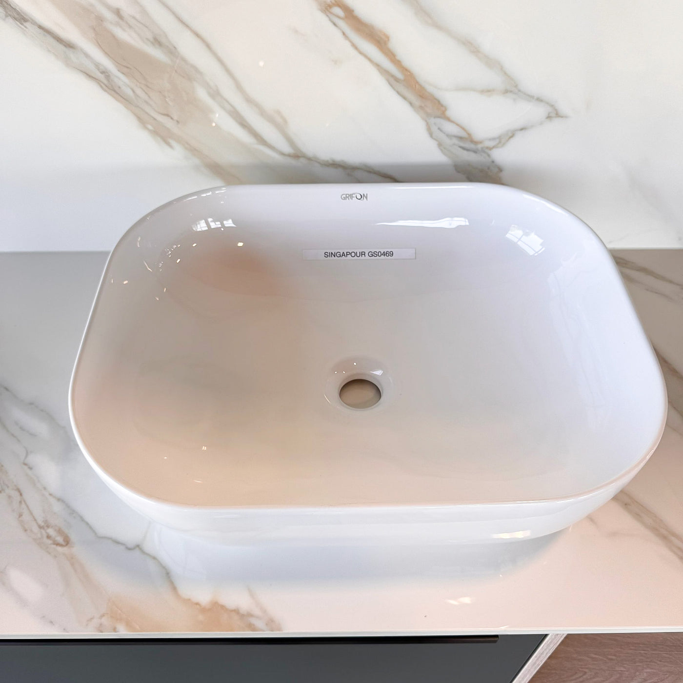 Singapore™ GS0469 – White Ceramic 19,7” - Rectangular Vessel sink-  Bathroom Sink