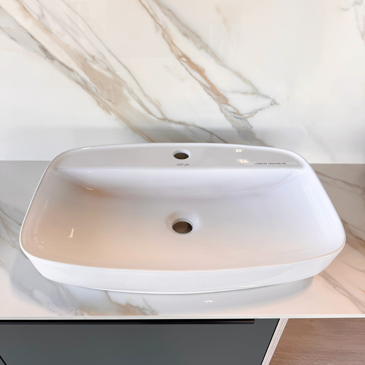 LISBON™ GS436-60 – White Ceramic 23,6” - Rectangular Vessel sink-  Bathroom Sink