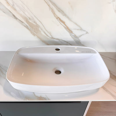 LISBON™ GS436-60 – White Ceramic 23,6” - Rectangular Vessel sink-  Bathroom Sink