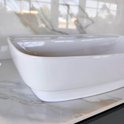 LISBON™ GS436-60 – White Ceramic 23,6” - Rectangular Vessel sink-  Bathroom Sink