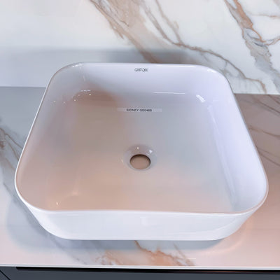 Sidney™ GS0468 – White Ceramic 15,4” - Square Vessel sink -  Bathroom Sink