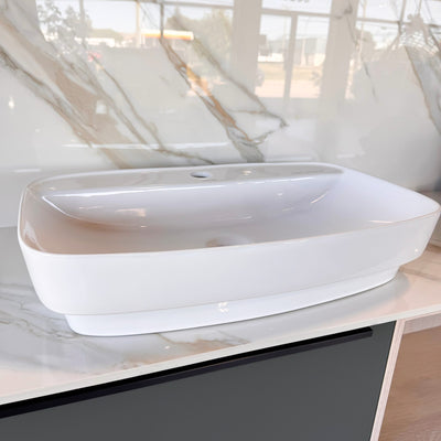 LISBON™ GS436-60 – White Ceramic 23,6” - Rectangular Vessel sink-  Bathroom Sink