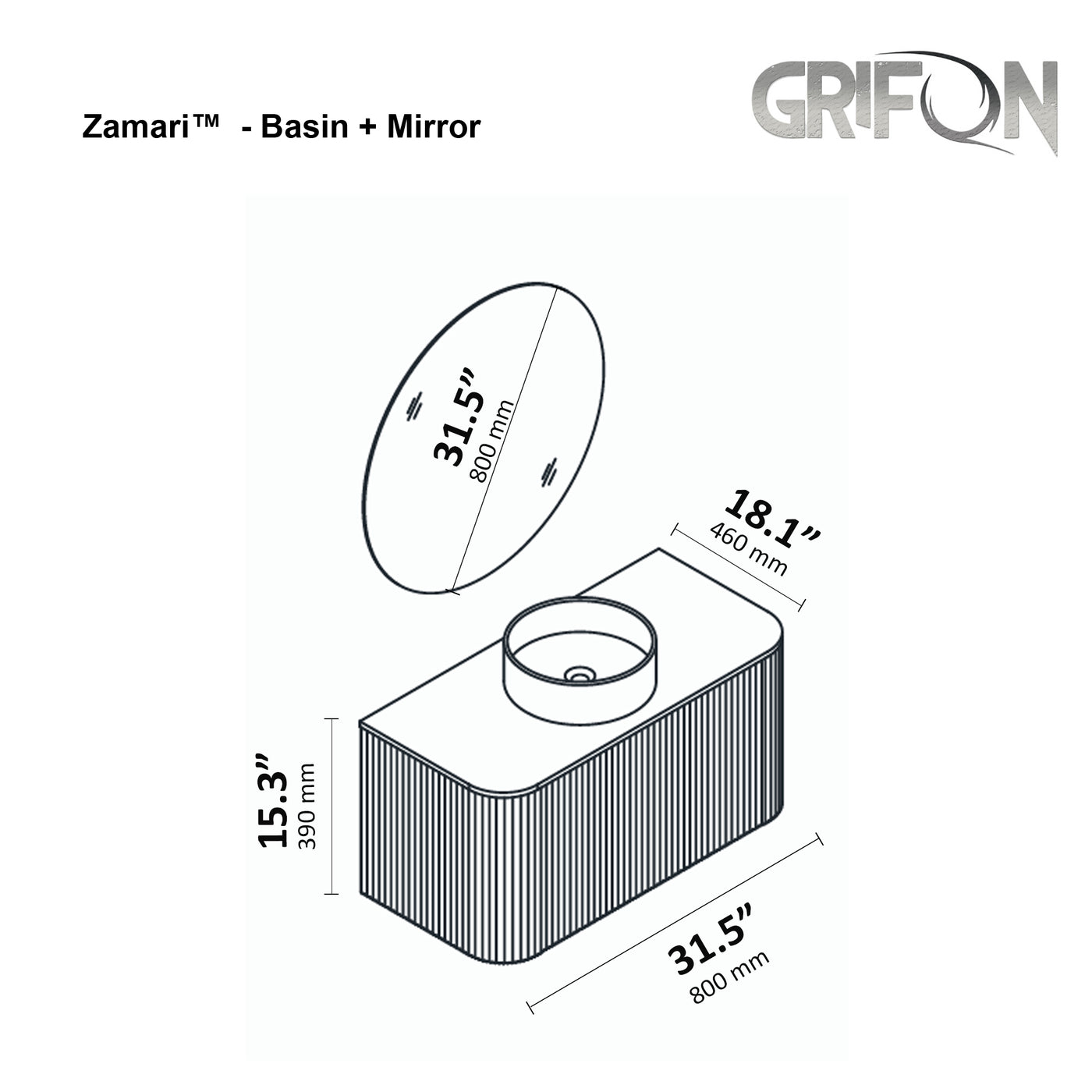 Zamari™ –  Wall-Mounted Bathroom Vanity  31.5", 36" & 48" Sizes