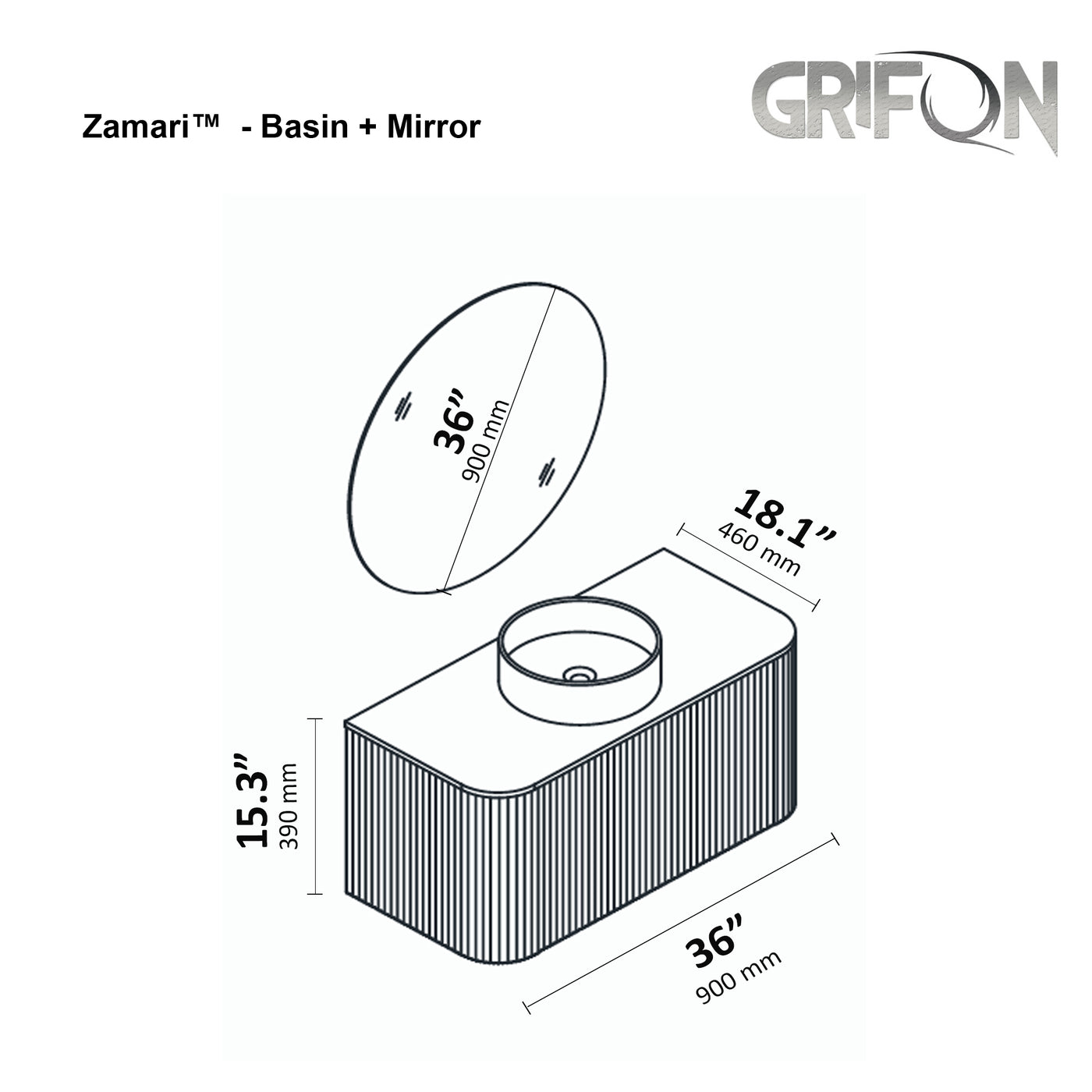 Zamari™ –  Wall-Mounted Bathroom Vanity  31.5", 36" & 48" Sizes