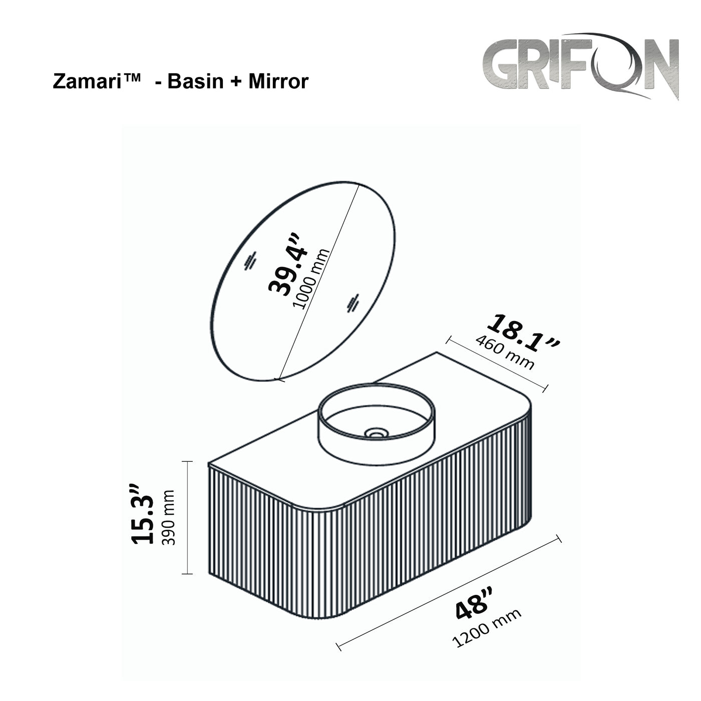 Zamari™ –  Wall-Mounted Bathroom Vanity  31.5", 36" & 48" Sizes