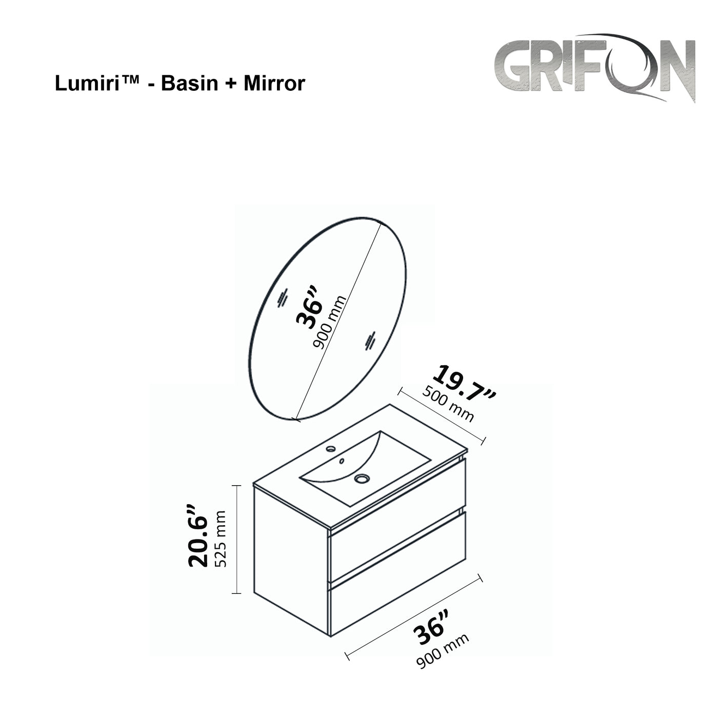 Lumiri™ - Wall-Mounted Bathroom Vanity 36", 48" & 60" Sizes
