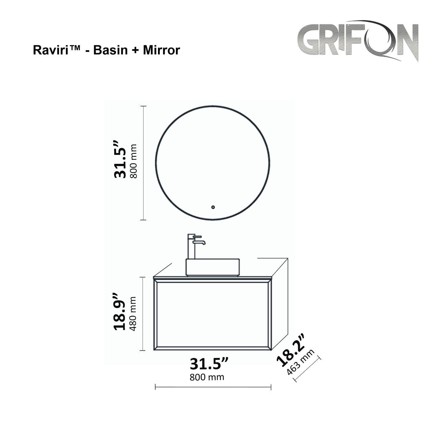 Raviri™ - Wall-Mounted Bathroom Vanity 36", 48" & 60" Sizes