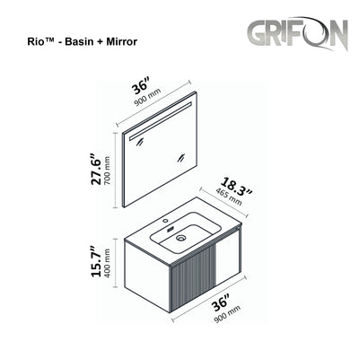 Rio™ – Wall-Mounted Bathroom Vanity 36" & 48" Sizes