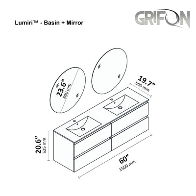 Lumiri™ - Wall-Mounted Bathroom Vanity 36", 48" & 60" Sizes