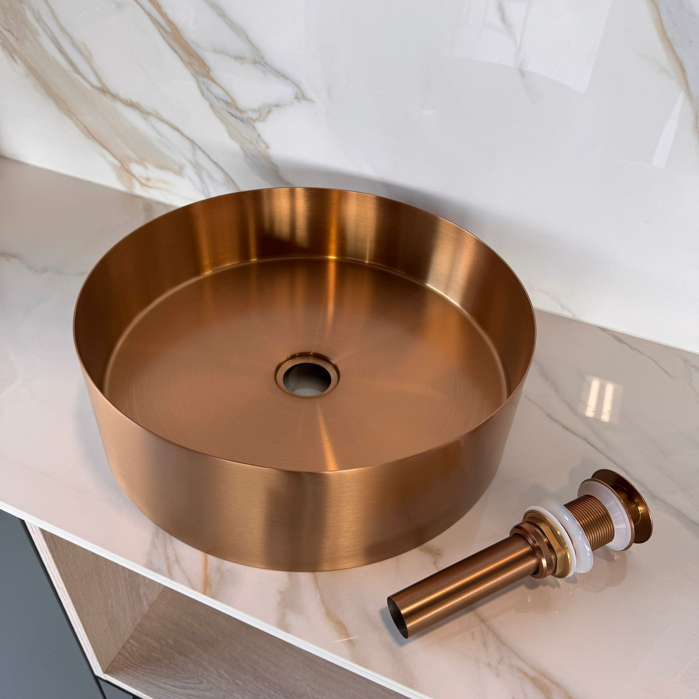 ROKO™ – Single Bowl Rectangular Stainless Steel - 15"- Black & Rose Gold - Bathroom Sink