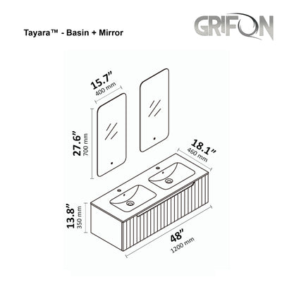 Tayara™ - 48" Wall-Mounted Bathroom Vanity