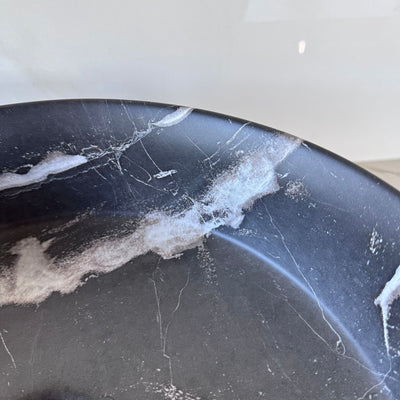 SIDNEY™GSO499 – Round Vessel Ceramic Bathroom Sink - 15"- Black marble & Grey - Bathroom Sink