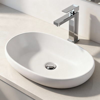 Casa Blanca™ GS0502 – White Ceramic 24.8” Oval Vessel Sink -  Bathroom Sink