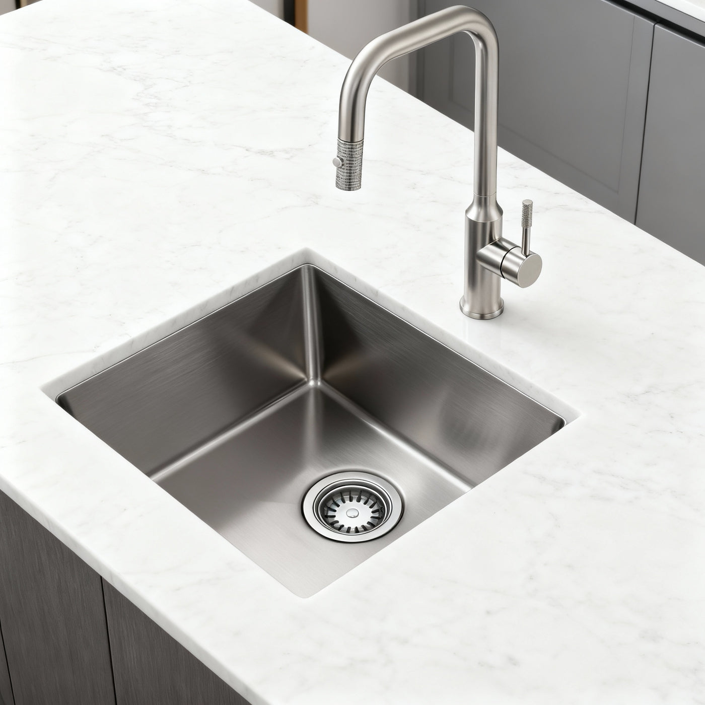 Eterna™ GS308 - Stainless Steel 23" Single bowl Undermount Standard Kitchen sink with accessories