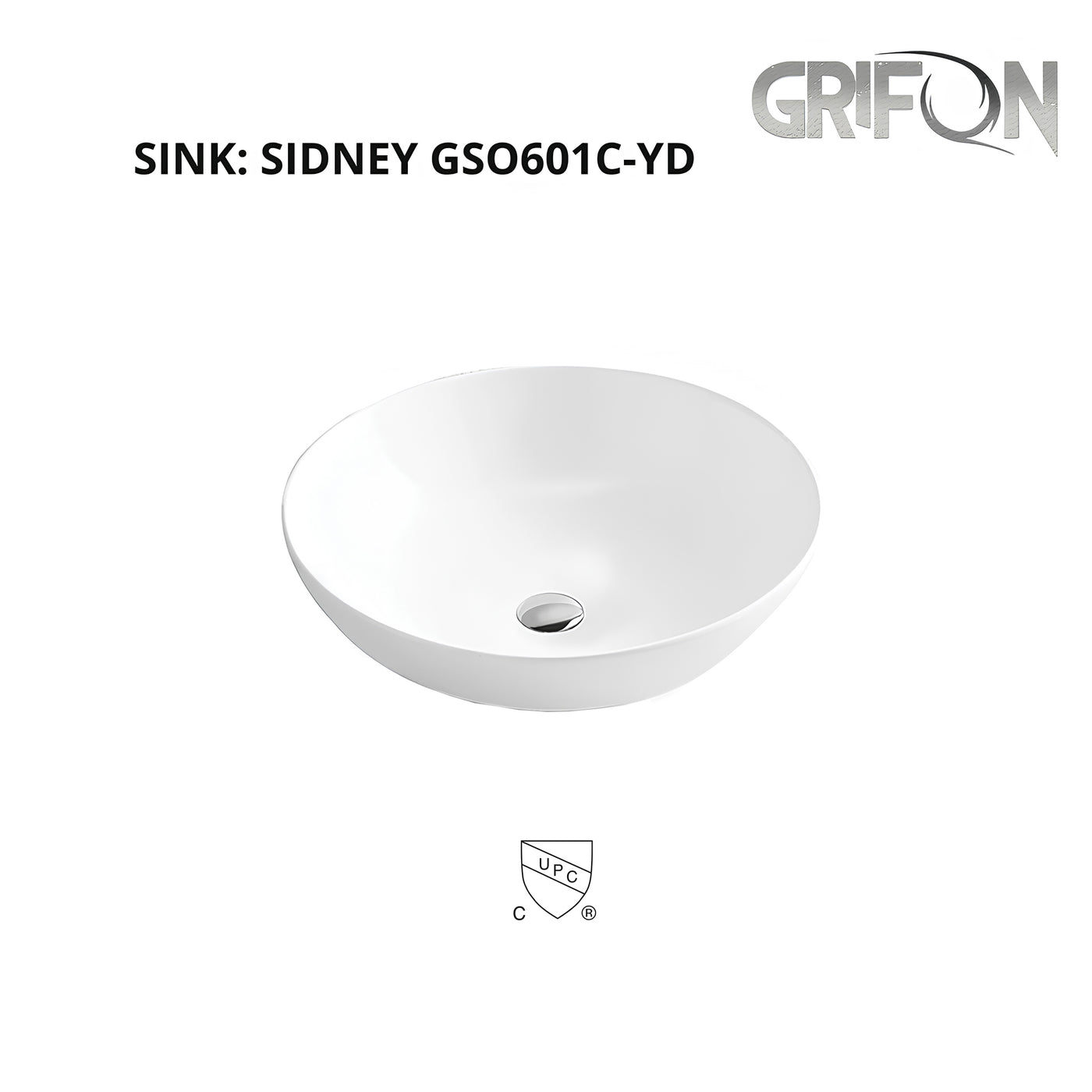 SIDNEY™GSO601C-YD – Round Vessel Ceramic Bathroom Sink - 16"-  White - Bathroom Sink