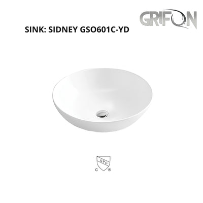 SIDNEY™GSO601C-YD – Round Vessel Ceramic Bathroom Sink - 16"-  White - Bathroom Sink