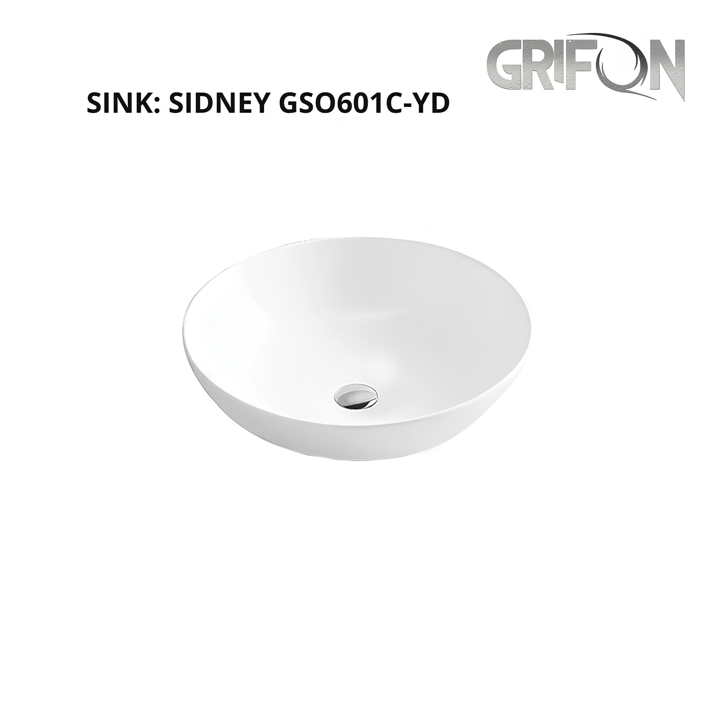 SIDNEY™GSO601C-YD – Round Vessel Ceramic Bathroom Sink - 16"-  White - Bathroom Sink