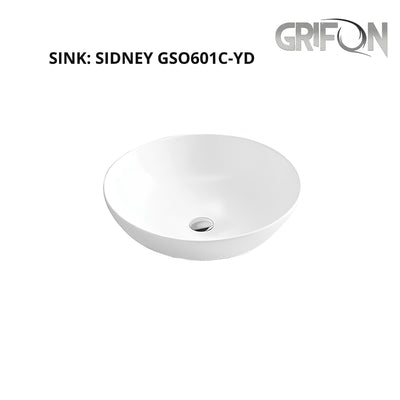 SIDNEY™GSO601C-YD – Round Vessel Ceramic Bathroom Sink - 16"-  White - Bathroom Sink
