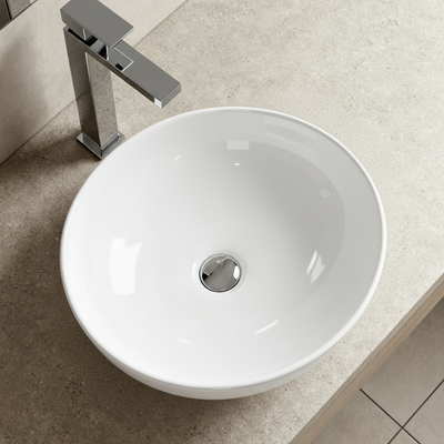 SIDNEY™GSO601C-YD – Round Vessel Ceramic Bathroom Sink - 16"-  White - Bathroom Sink
