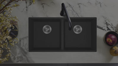 AZUR-30KB™ Granit 33-In 50/50 Évier de cuisine sous le plan de travail à double cuve