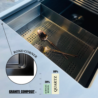 AZUR30™ GGS980 - Granite 30" - Single Bowl Undermount Workstation Kitchen Sink