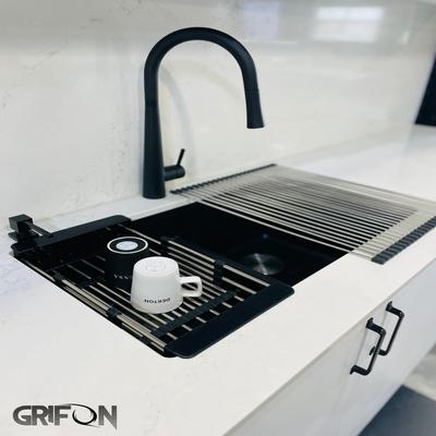 GRIFON adjustable stainless steel basket over the sink