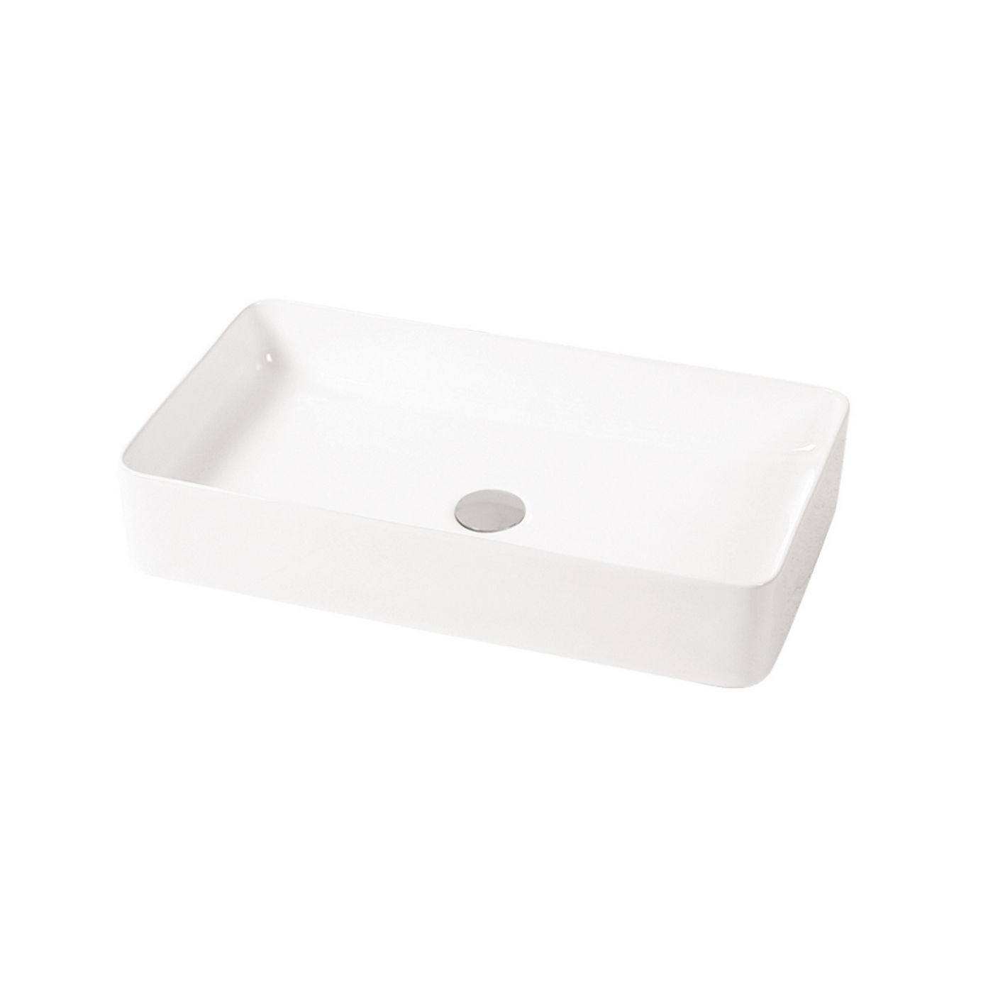 Rectangular Vessel 23,6-in Ceramic Bathroom Sink in White